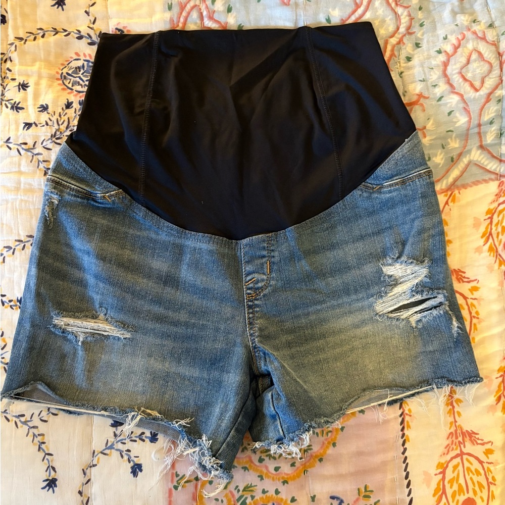 Isabel maternity midi over belly Jean Denim Shorts size 6/28